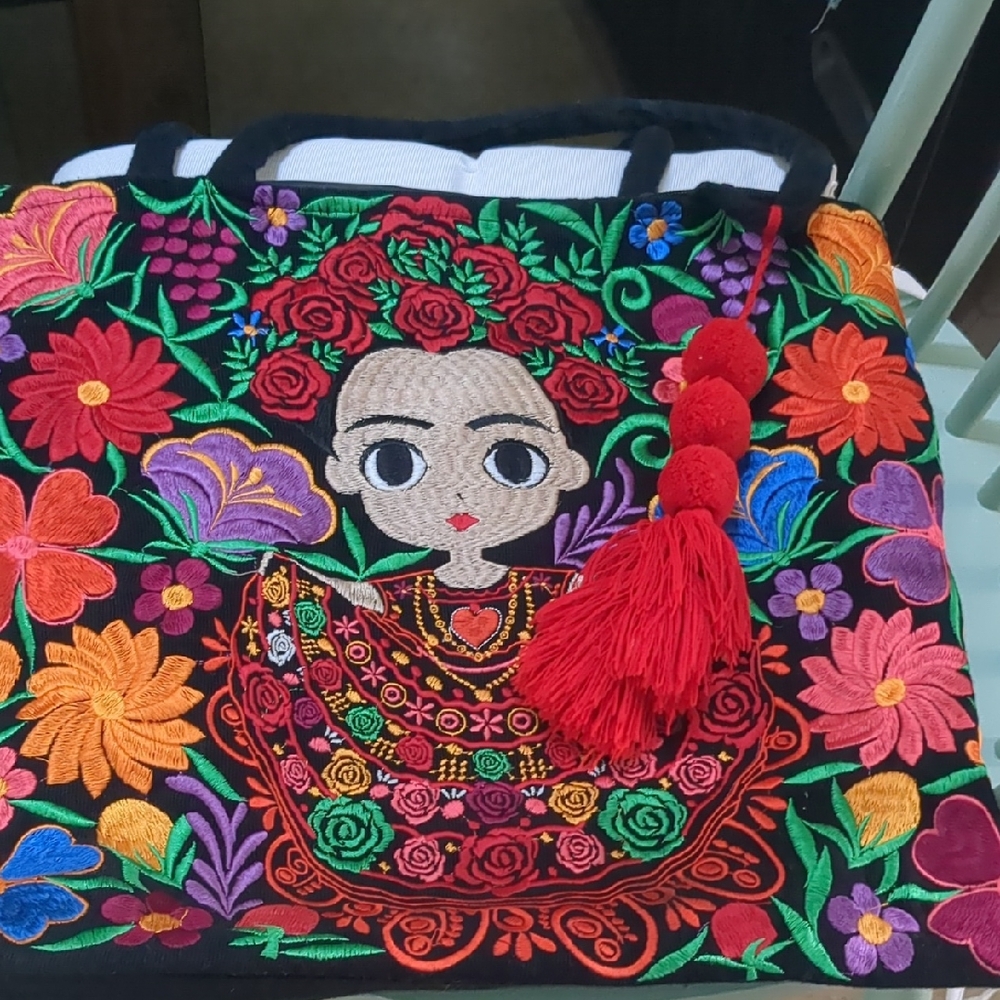 Colorful Embroidered MexicanTote Bag